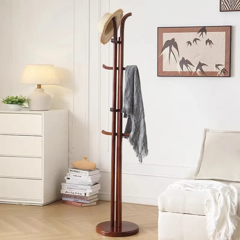 disc base cylindrical floor hanger all solid wood coat rack hanging clothes drying rack simple bedroom coat rack