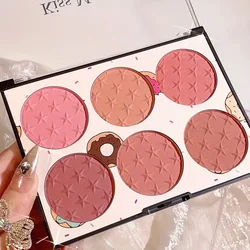 6-color blush palette, matte, waterproof, natural, long-lasting, high-pigment brightening cute star print blush