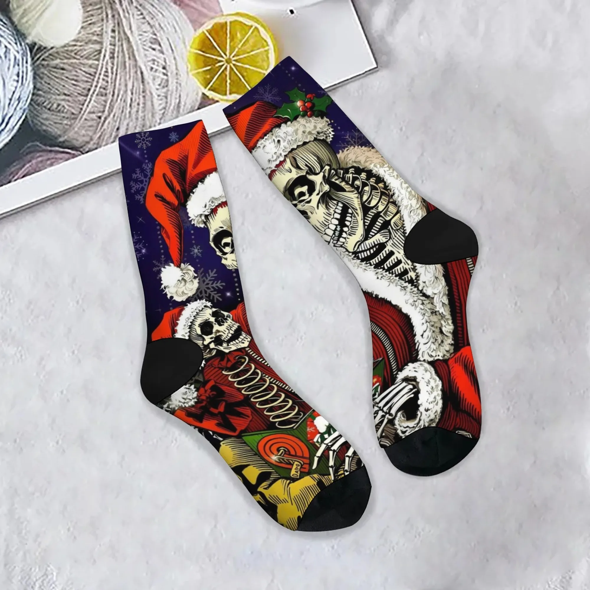 Christmas Skull Novelty Men's Socks Harajuku Retro Fashion Casual Socks Crazy Hip Hop Funny Happy Socks Party Carnival Fun Gift