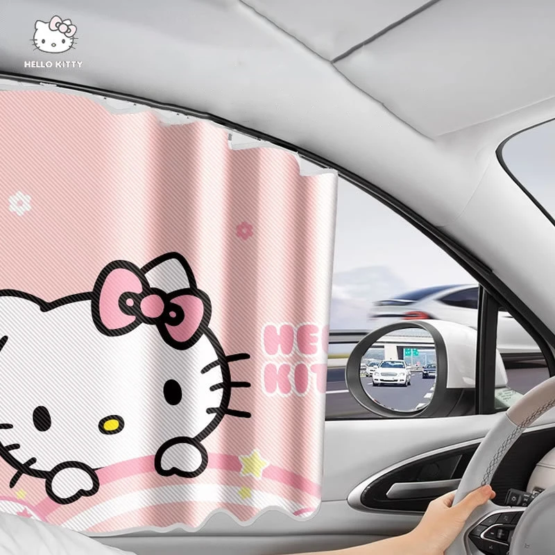 Hello Kitty Car Curtains Sunshades Sun Protection Orbital Rear Blackout Curtains Heat Insulation Car Decorative Accessories Gift