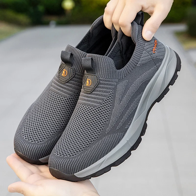 Walking Shoes Men's and Women's Fitness Sports Shoes 2025 Large Size Anti Slip Flat Bottom Slip in Lightweight Breathable Shoes