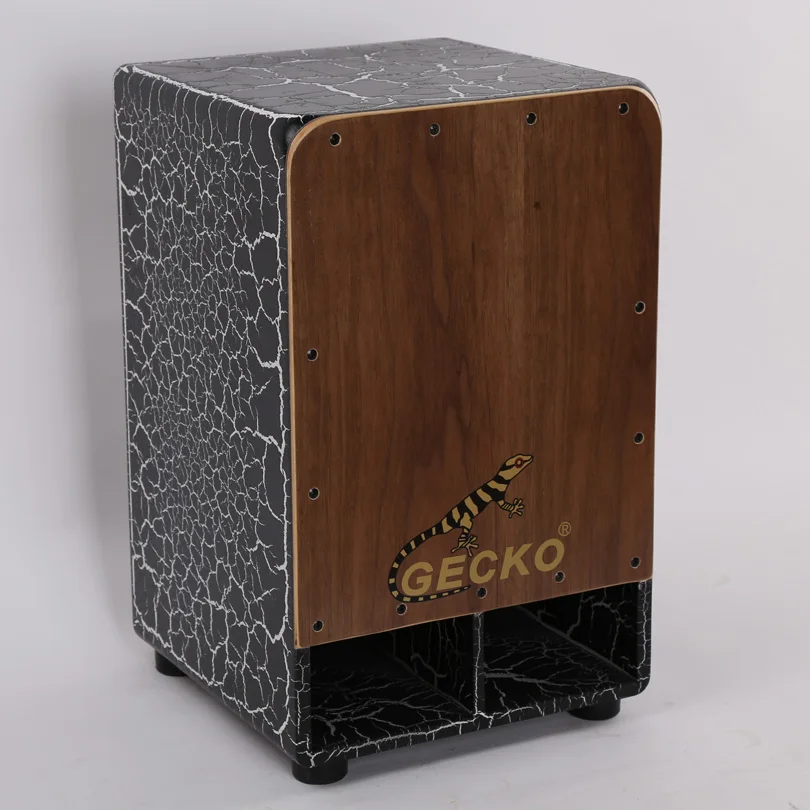 Gecko CD01A Cajon Box Drum Unique New Design Two Sound Holes Woofer Beat Box Walnut Playing Surface Jumbo Bass Cajon Box Drum