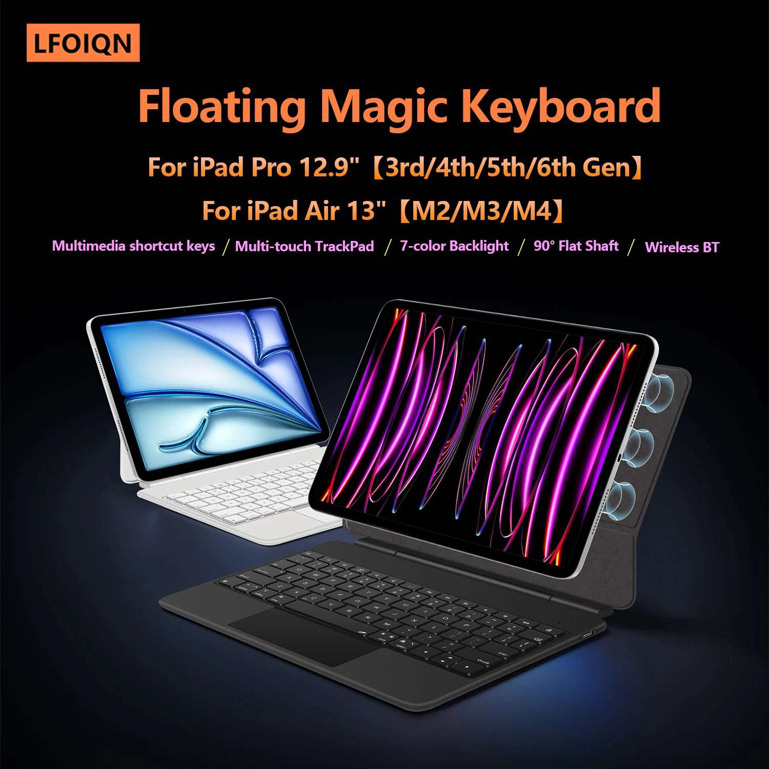 LFOIQN Magic Keyboard for iPad Pro 12.9 Inch 6th 5th 4th 3rd Gen iPad Air 13 M2 M3 M4 13