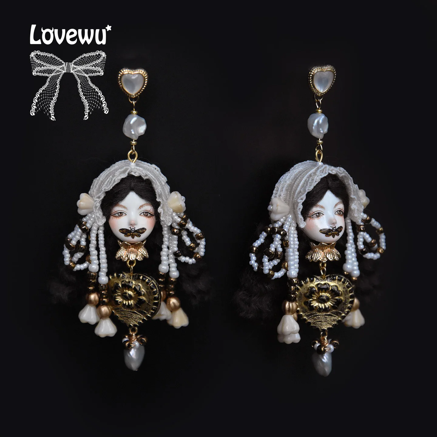 

HQ 925 Silver Pin Handmade Vintage Pendant Earrings for Women Clay Artificial Fiber Cartoon Earring Personalized Earclip Jewelry