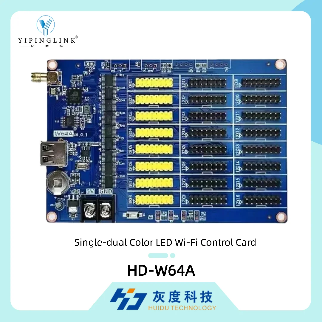 

HUIDU Однодвухцветная светодиодная карта управления Wi-Fi W64A Поддержка телефона и USB-граммы обновления для дверного коллектора Знак магазина Светодиодный дисплей