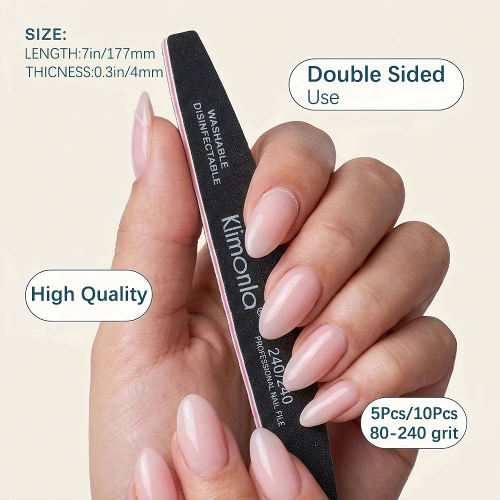 5/10PCS Klimonla Nail Files Durable High Quality Nail Files For Nails Manicure Salon Supplies Set 80/100/150/180/240 Grit