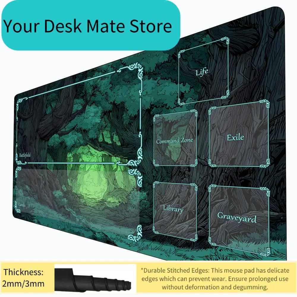 Giant Magic Forest Magic Playmat Card Battle Gaming Mat with Zone MTG Playmat 60X35cm Desk Mat Suitable for Game Gathering