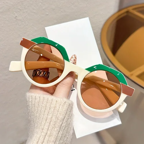 Ins Popular moda redonda mujeres Punk gafas de sol Retro remaches hombres tendencia gafas de sol gradiente tonos UV400