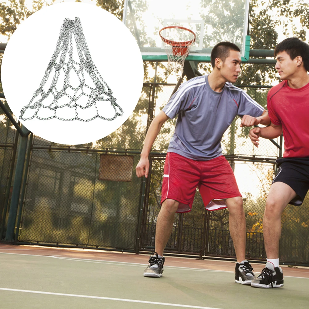 Basketball Net Rustproof Galvanized Iron Chain Net Metal Chain Basketball Net Fits Standard Indoor Or Outdoor Rims
