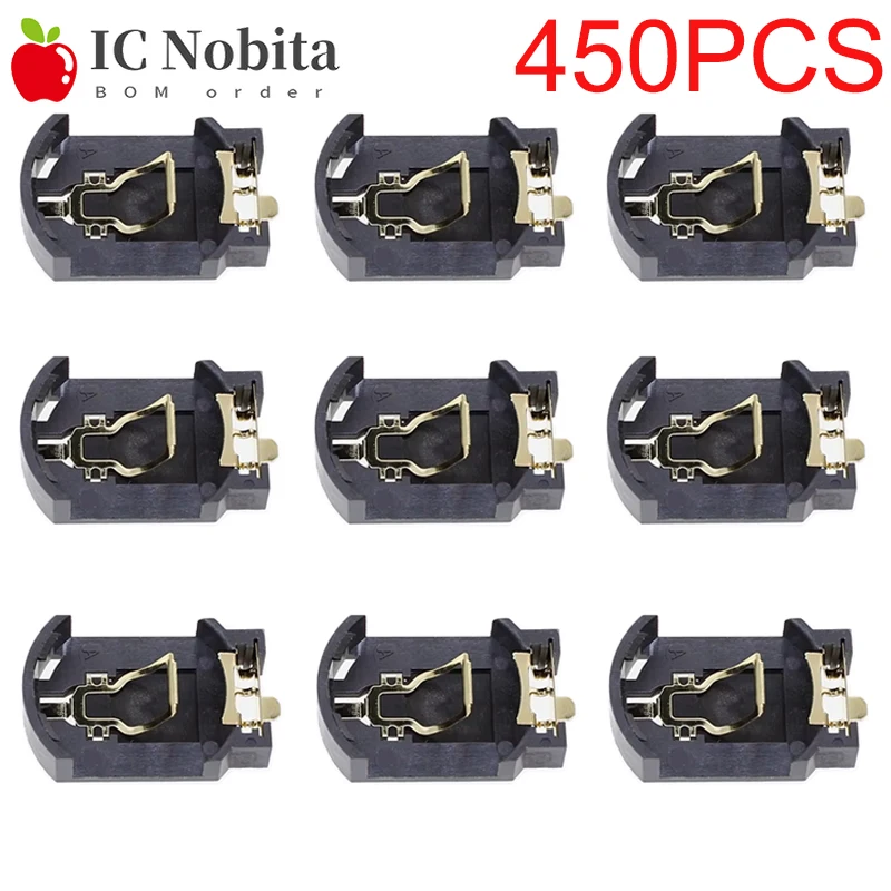 

450PCS CR2032 Battery Holder BS-CR2032-8 Gold Plated High Temp Resistant Bracket Fits 2032 Tape Batteries