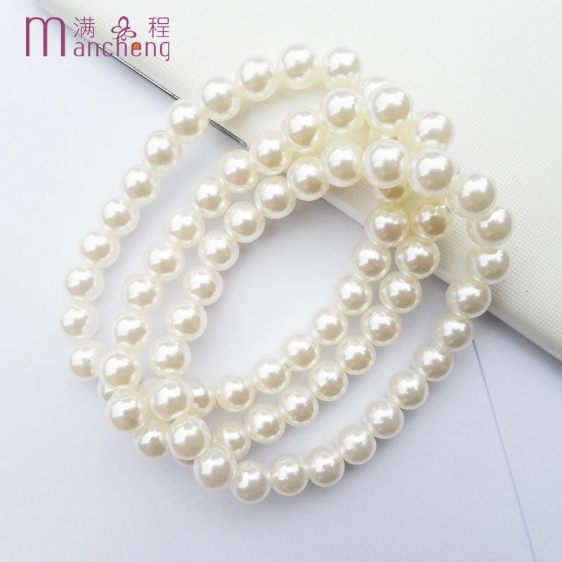 sokolov 3PCS Sets 8MM White Imitation Pearl Bead Bracelet Bangle For Women Wedding Pulsera Hombre Rope Chain Strand Jewelry