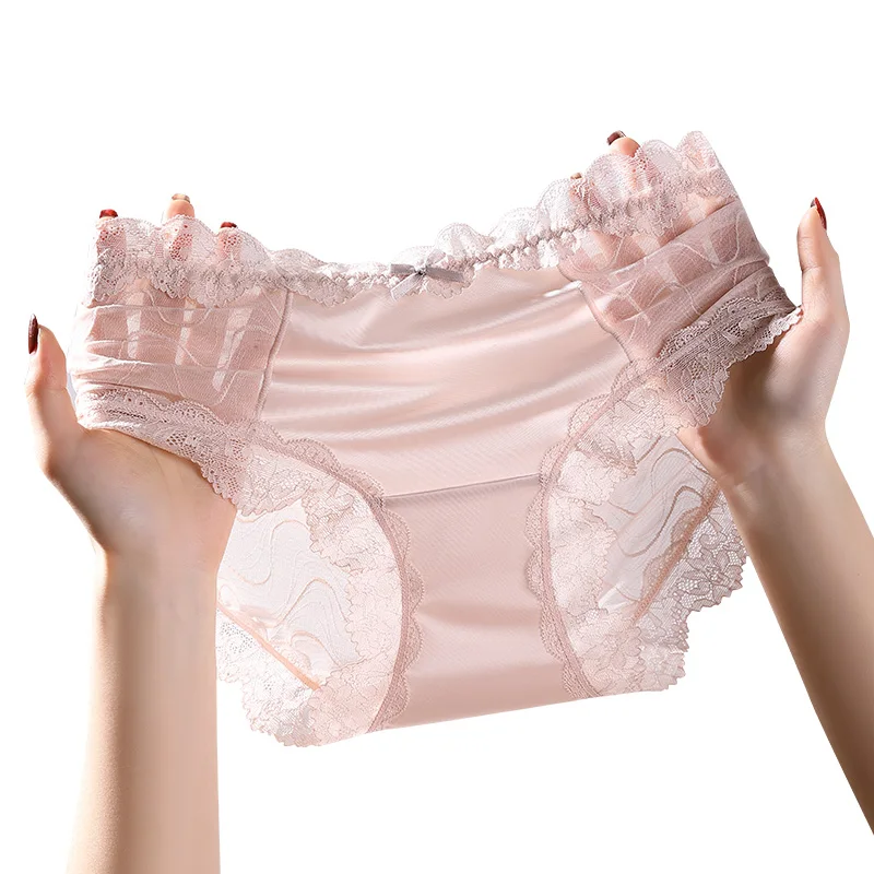 3Pcs Fashion Briefs Panties Women  Underwear Lace Soft Flowers Women's Panties Set Lingerie Sexy Lady Triangular Underpants