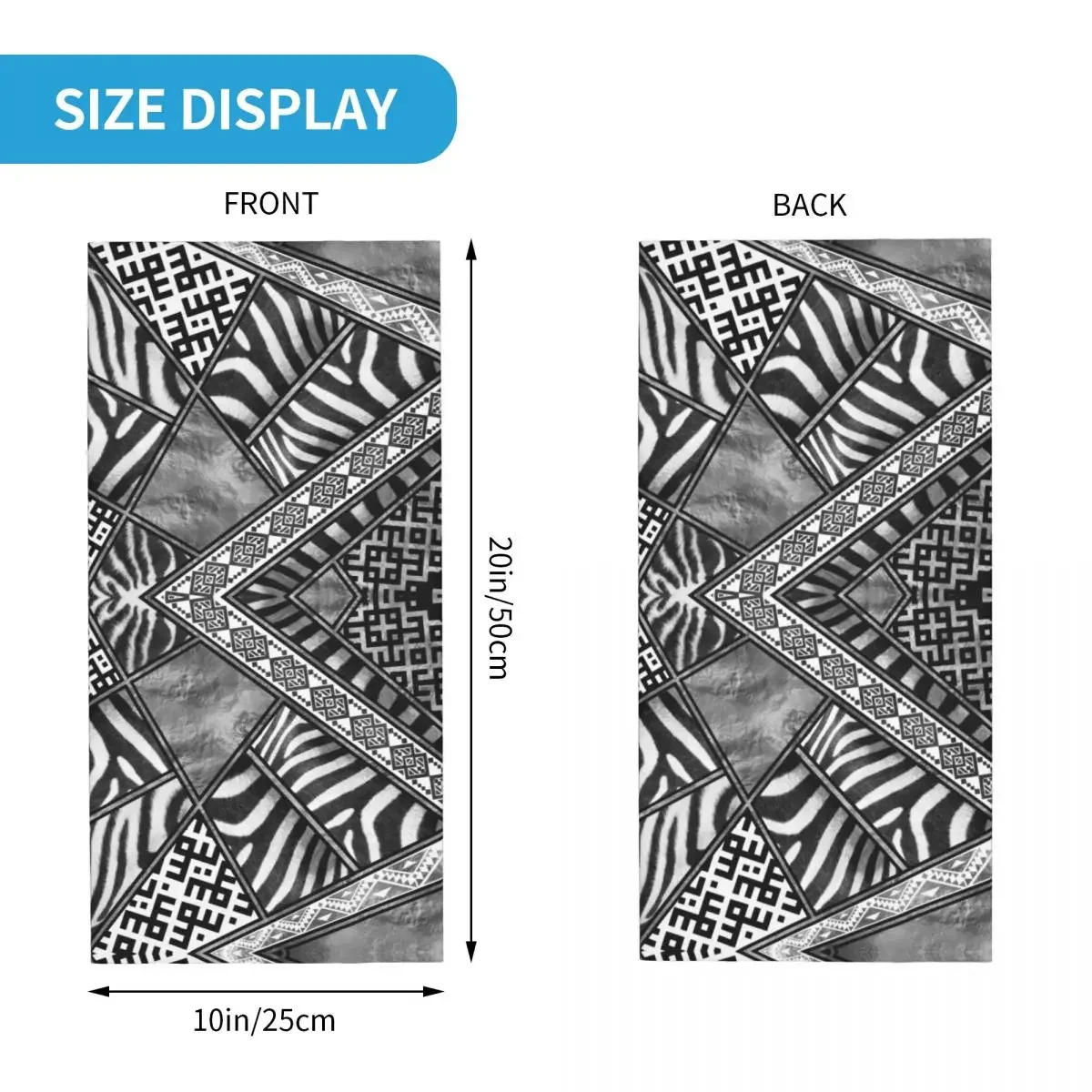 Zebra futro skóra etniczne plemienne ozdoby geometryczne chustka zimowa ocieplacz na szyję kobiety wiatroszczelna chusta na twarz szalik ocieplacz z pałąkiem na głowę
