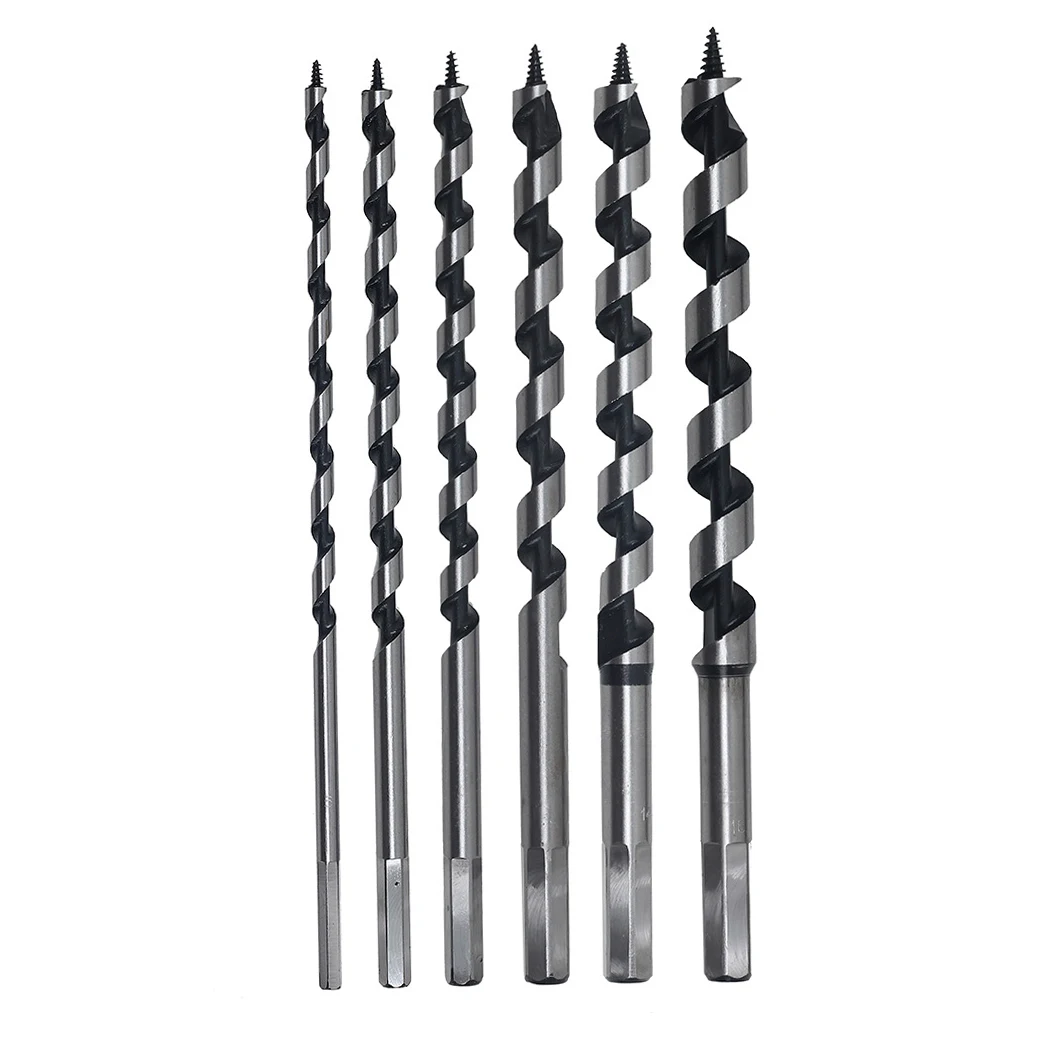 6PCS Auger Drill Bit Set Hex Drill Bits Spiral Drilling Hole Cutter for Woodworking Mortice Wood 6/ 8/ 10 / 12 / 14/16mm