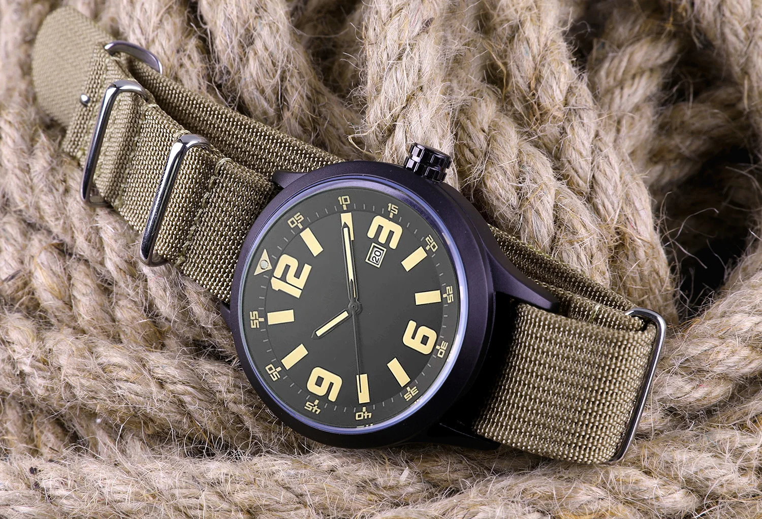 Geripptes Nylon-Uhrenarmband, 18 mm, 20 mm, 22 mm, bequeme Uhrenarmbänder, Schlaufe, militärisch, waschbar, für Herren-Uhrenarmbänder – Detail 7