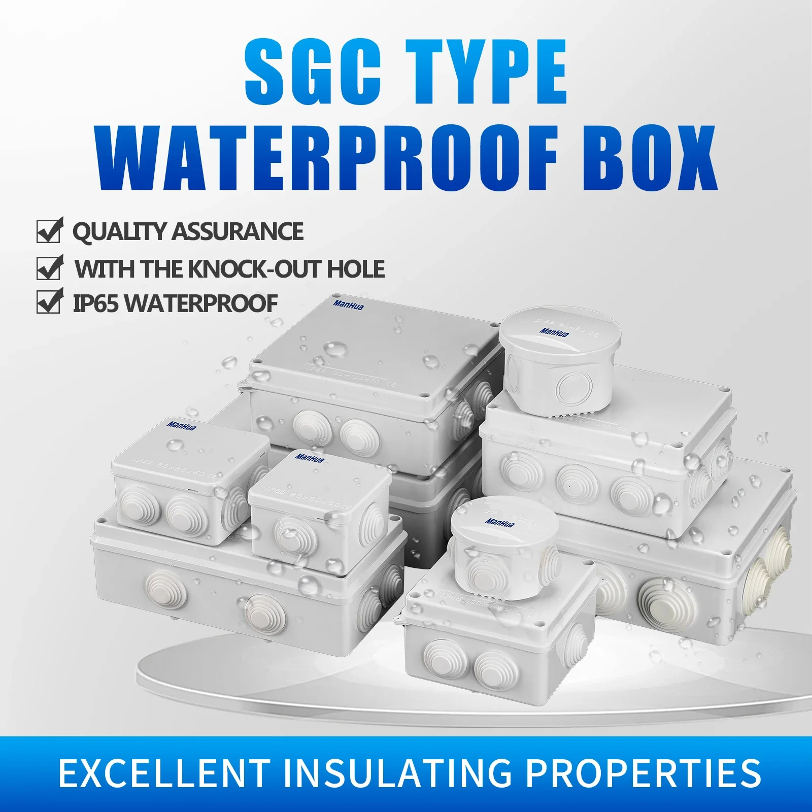 ManHua Outdoor Waterproof ABS Plastic IP65 Electric Control Box DIY Indoor Wire Shell Connection Cable Branch Junction Box