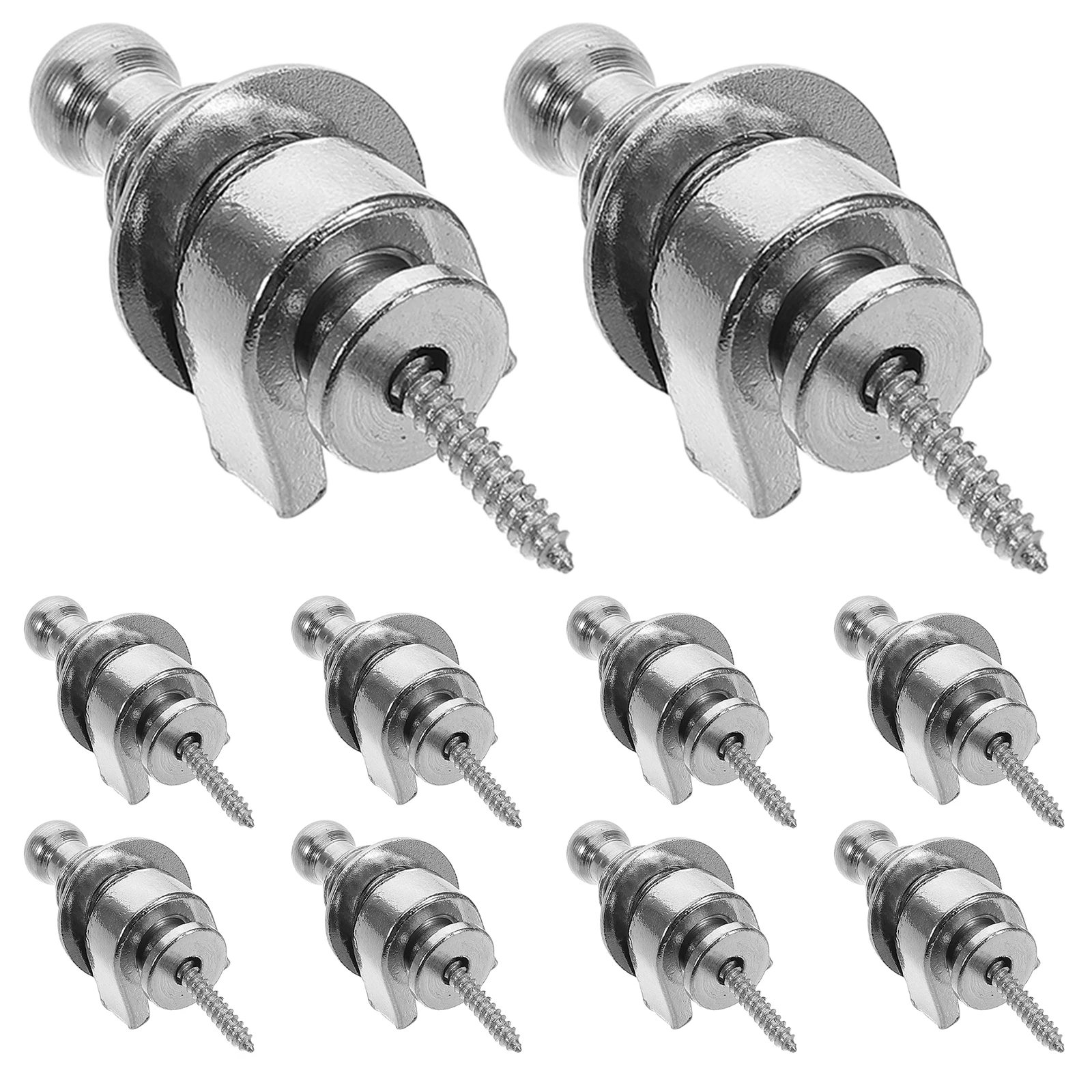 

10pcs Guitar Strap Buckle Silver Electric Acoustic Bass Metal Buttons Round Set Scratch Resistant Guitar