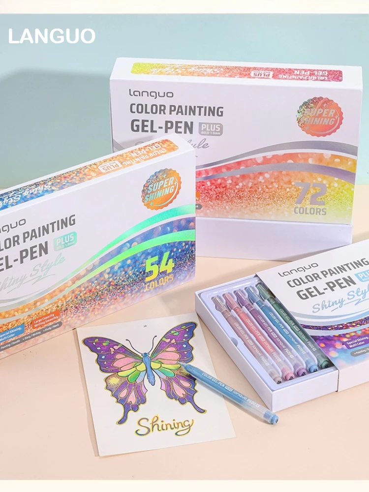 

72/6 цветов, блестящие эффекты, гелевая ручка 1,0 мм, большая емкость, ручка для письма для студентов, живопись, рисунок, канцелярские принадлежности, школьные принадлежности
