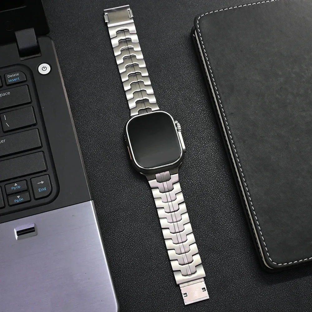 Luxury Titanium Magnetic Clasp Watch Band for Apple Watch 8 9 10 11 12 Ultra Premium Metal Strap Men Women