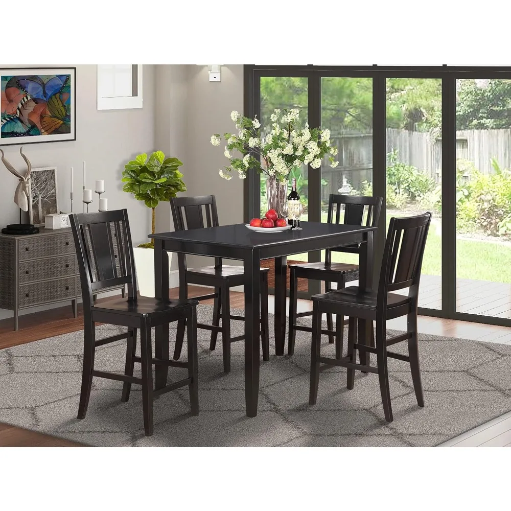 BUCK5-BLK-W 5 Piece Kitchen Counter Set Includes a Rectangle Dining Room Table and 4 Dining Chair