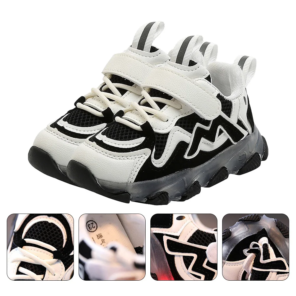 

1Pair Luminous Sneakers Kids Glow Running Shoes Non-Slip Breathable Sports Footwear for Indoor Outdoor Wear Black