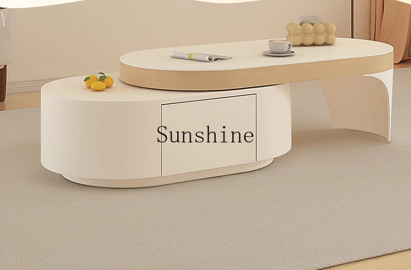 Coffee table living room household cream wind small apartment simple modern telescopic folding rock plate tea table