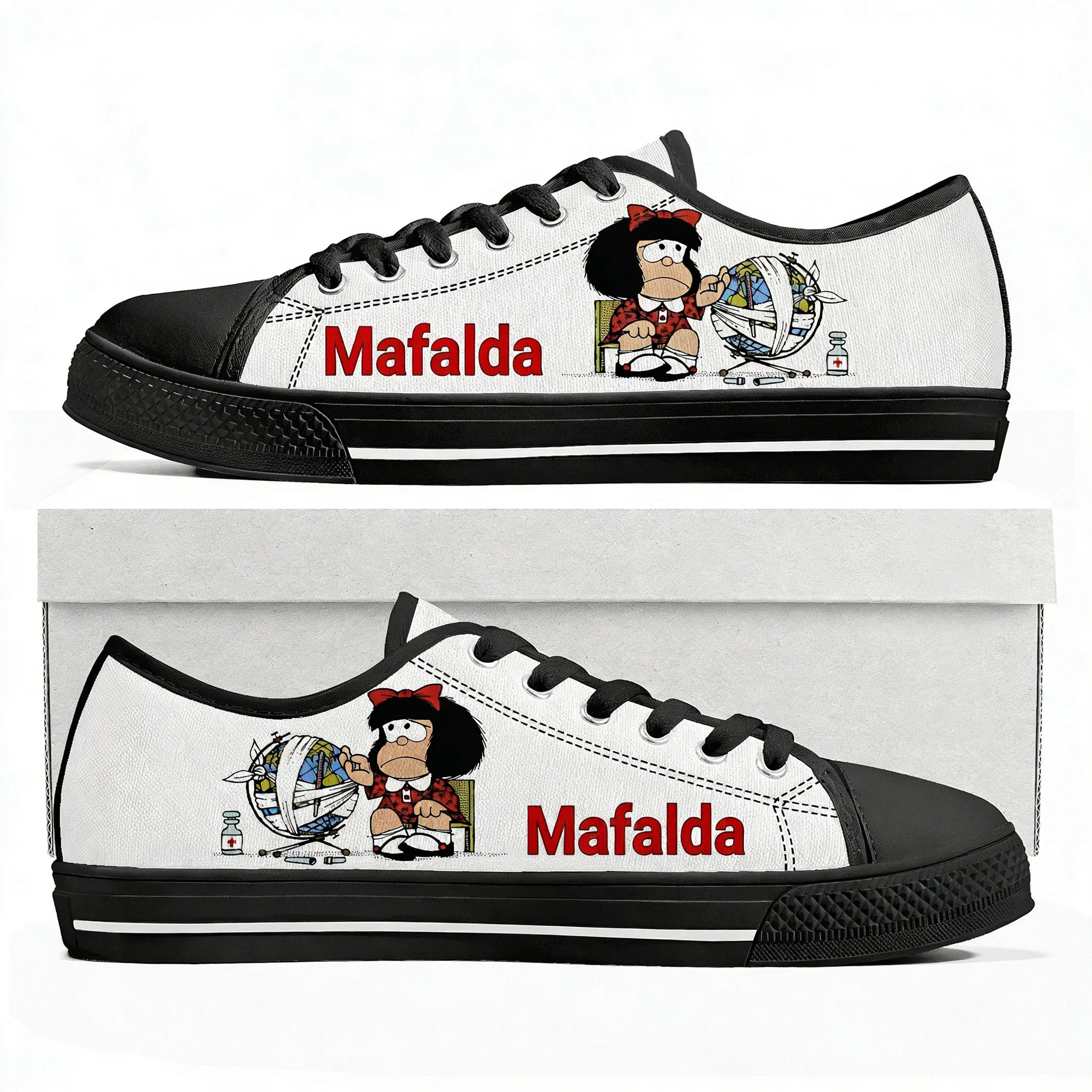 

Mafalda Low Top Sneakers Mens Womens Teenager Canvas Sneaker Comfortable Fashion Casual Couple Shoes Cartoon Customized Shoes