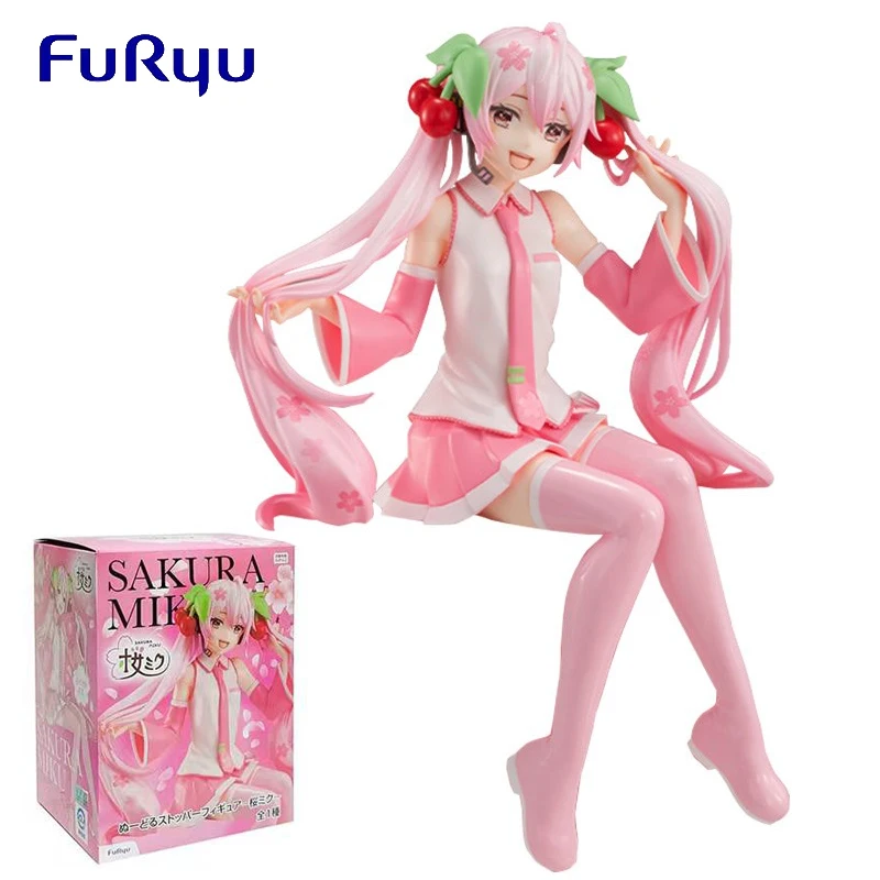 

Original FuRyu Hatsune Miku Noodle Stopper Figure Vocaloid Sakura Anime figure miku 13cm pvc Figurine Model Toys for girls Gift