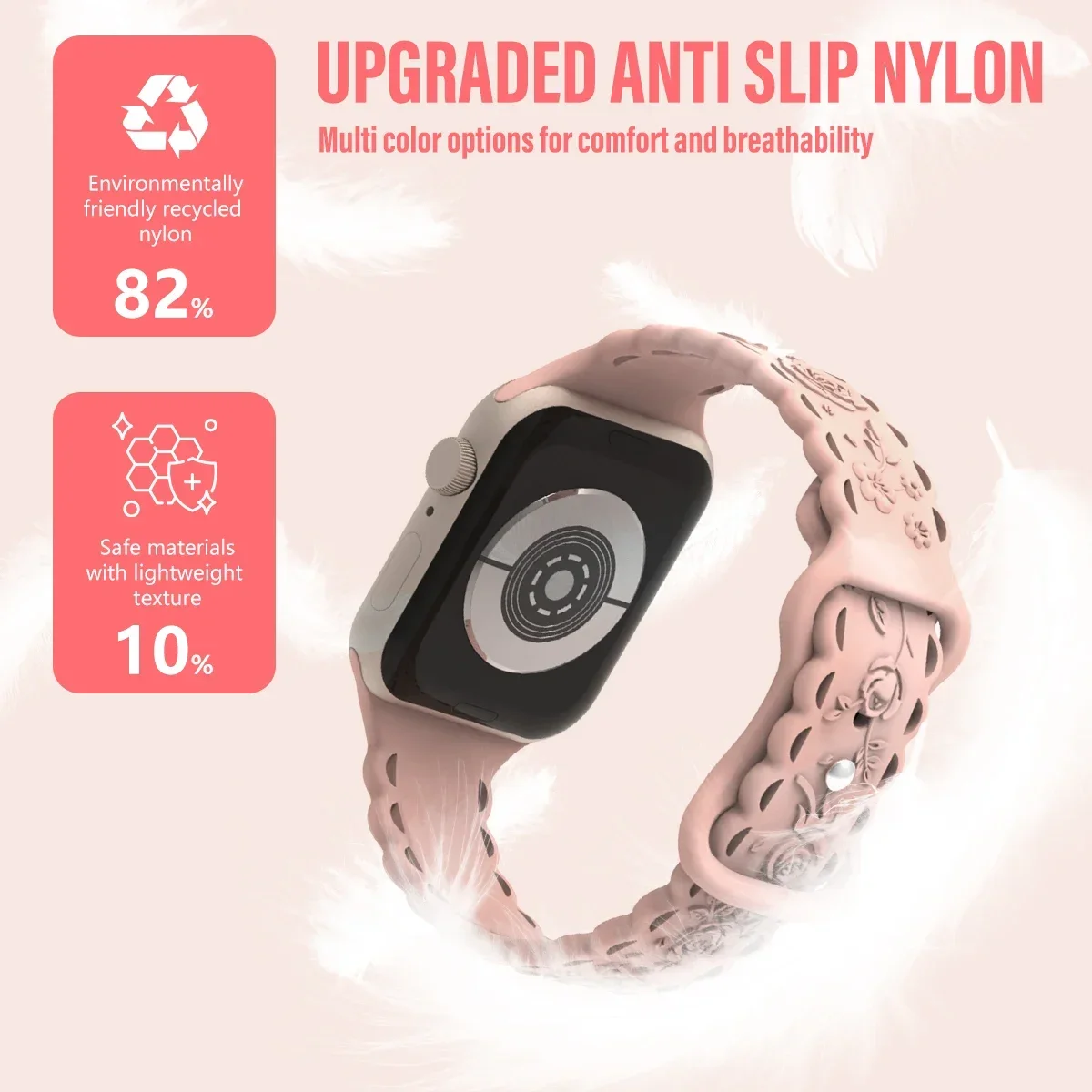 Pulseira gravada floral para apple watch band 40 44 41mm 49mm 45mm 38mm 42mm pulseira de silicone para iwatch série 9 7 se 6 8 ultra 2