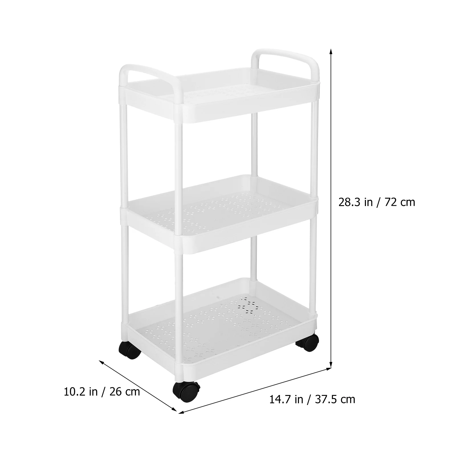 

Trolley Rack Utility Cart with Wheels Storage on Carts Three Tier Rolling Organizer Shelf Small Library