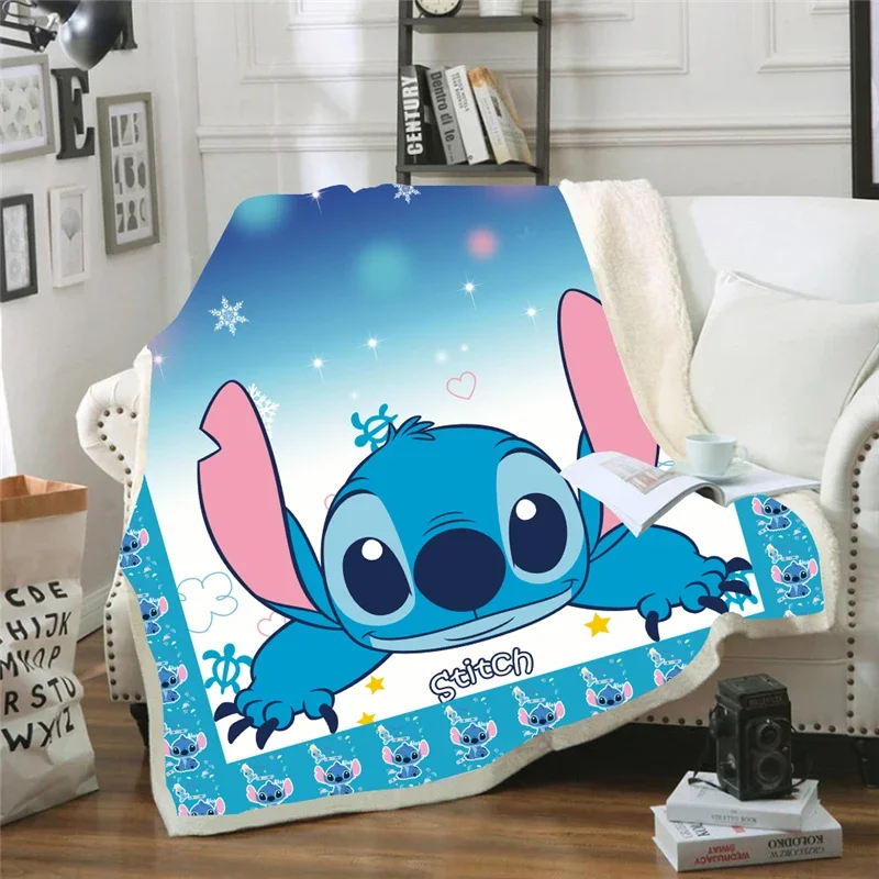 3D Print Disney Plush Throw Lilo & Stitch Fleece Blanket Bedspread Sherpa Blanket Couch Quilt Cover Travel Girl Bedding Gifts