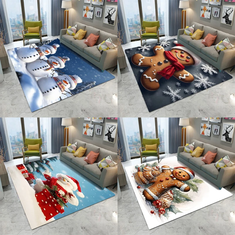 Merry Christmas Santa Claus Area Rug Carpet Rug for Living Room Bedroom Sofa Doormat Decoration Kid Play Non-slip Floor Mat gift