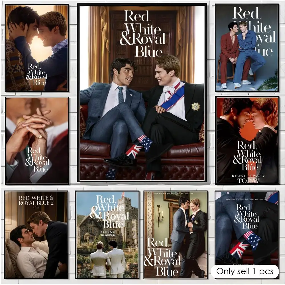 Movie R-Red, White & Royal Blue Poster Modern  Wall Art Aesthetic Minimalist Bedroom Decor Cafe Home Gift
