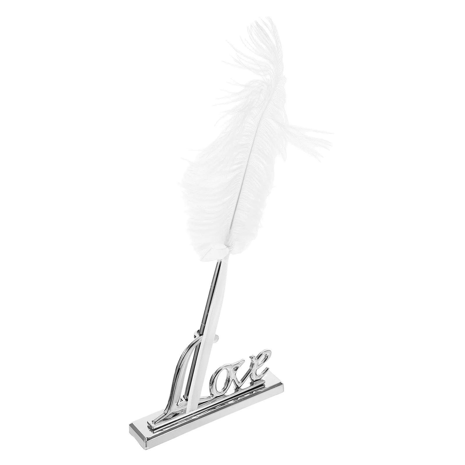 

Rectangular Pen Holder with White Quill and Ideal for Wedding Engagement Signing Ceremony