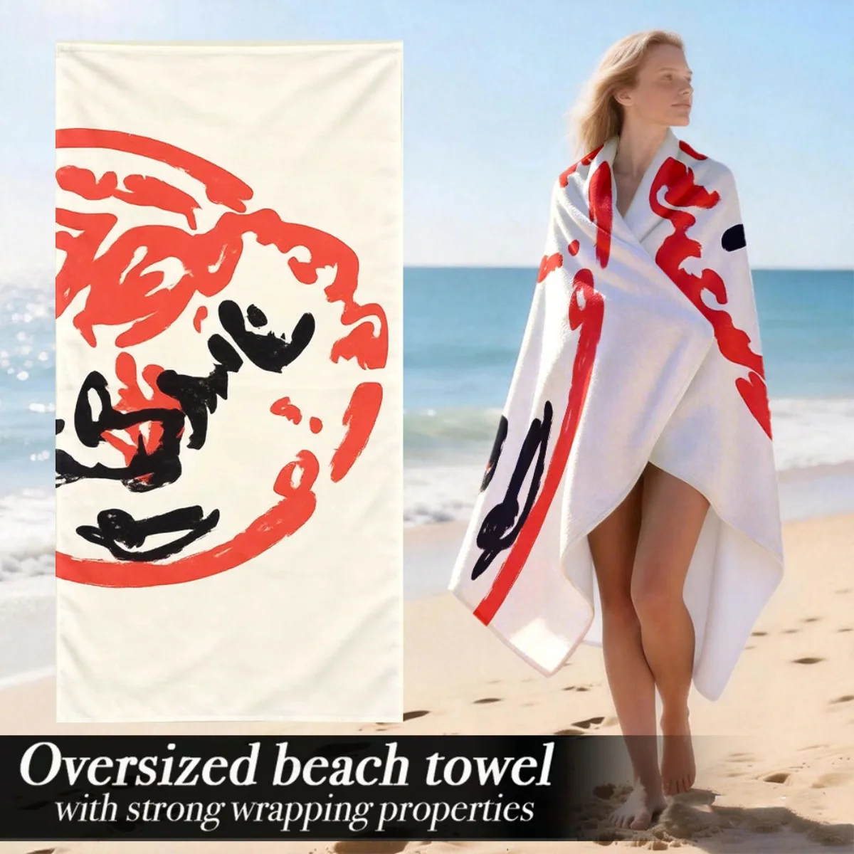 Extra Large Soft Plush Absorbent Luxury Oversized Beach Towel | Microfiber Polyester, Pattern, Fabric, Machine Washable | Perfec