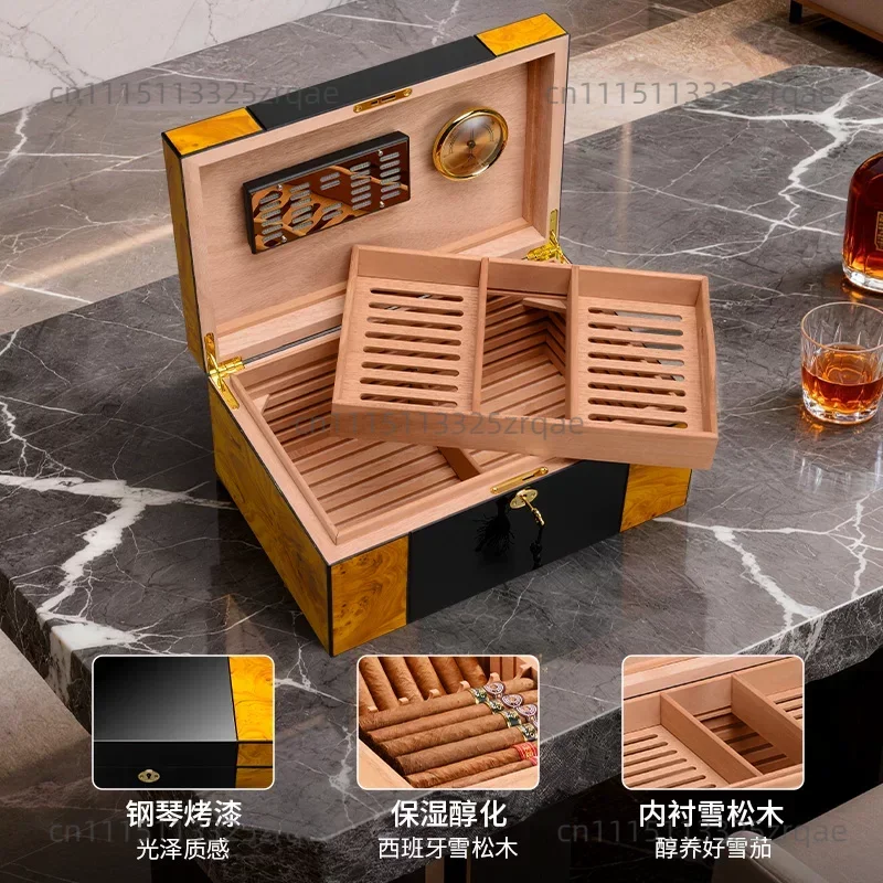 suitable for Solid Wood Cigar Humidor - Spanish Cedar Lined, Constant Climate Cabinet & Luxury Gift Box for Cigar Aficionados