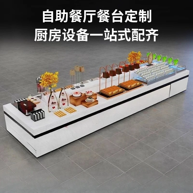 

Buffet restaurant Double-sided dining table Breakfast Insulated lunch stove Dessert display table Mobile folding luminous