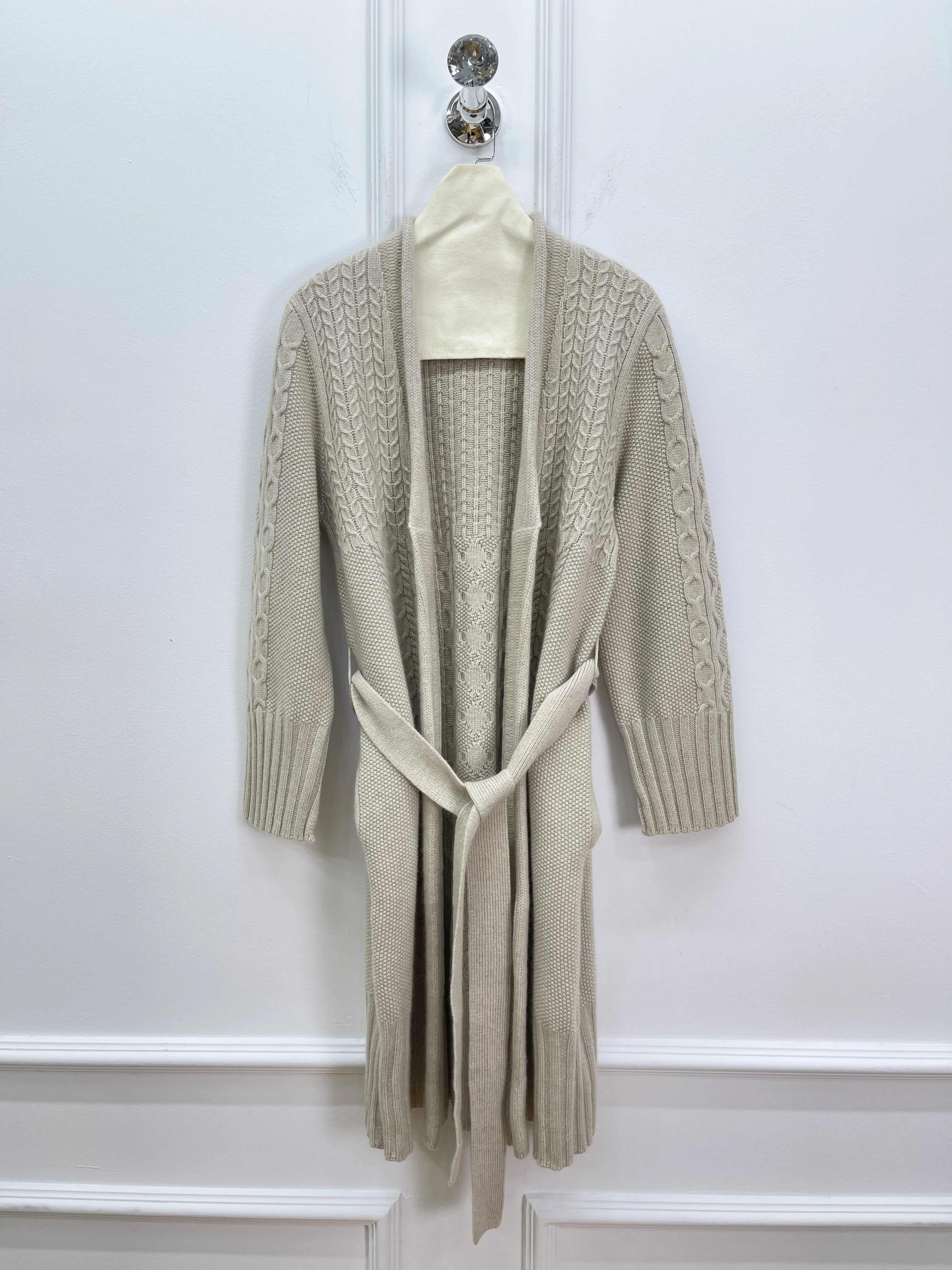 

2025 Autumn And Winter Mid-Length Cashmere Cardigan With Belt One Size Cardigan Women'S Loose Sweater Jacket Coat