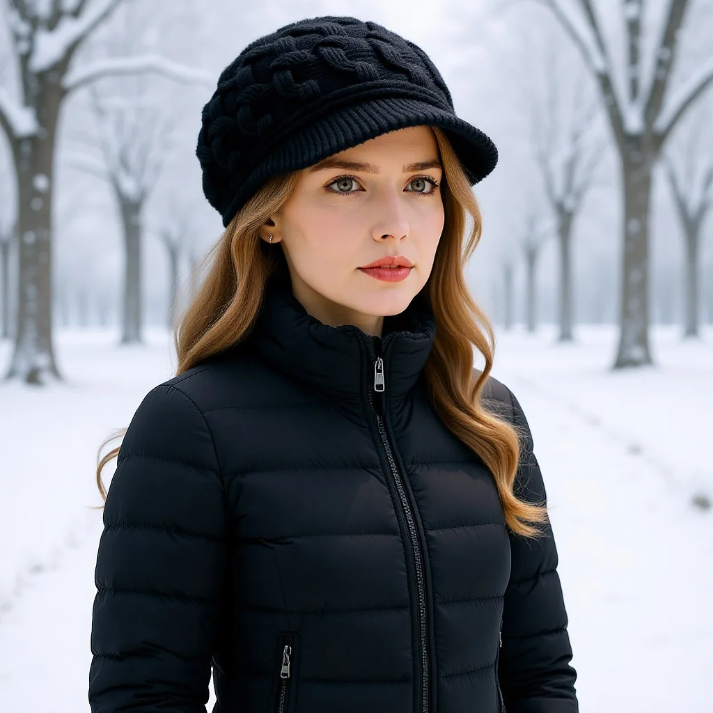 قبعة نسائية متماسكة من الصوف المخلوط قبعة حرارية عتيقة مناسبة لأزياء الشتاء متقلب للطقس البارد