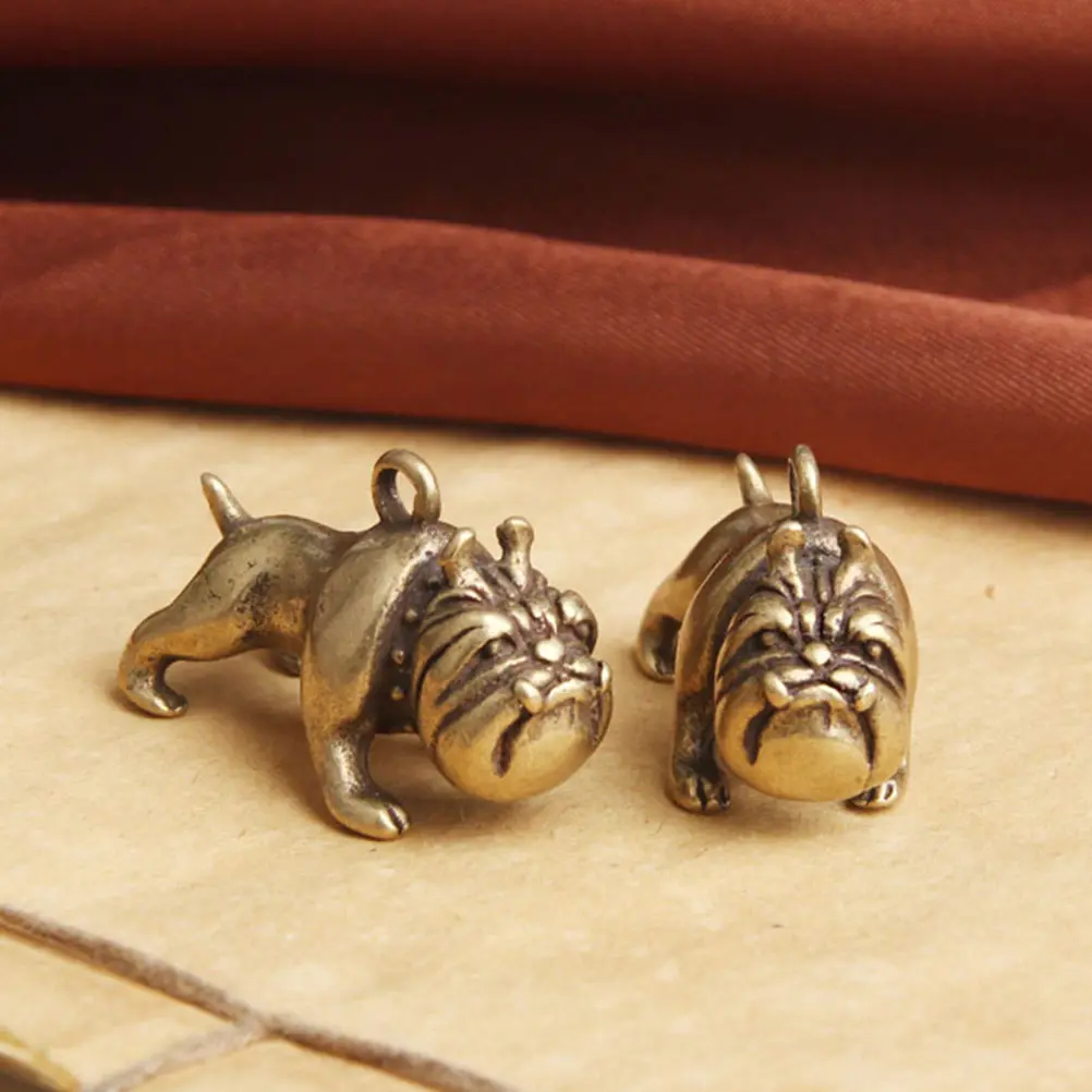 

2pcs French Bulldog Pendant Retro Brass DIY Keychain Charm Mini Vintage Pendants Dog Modeling Jewelry Parts Gift