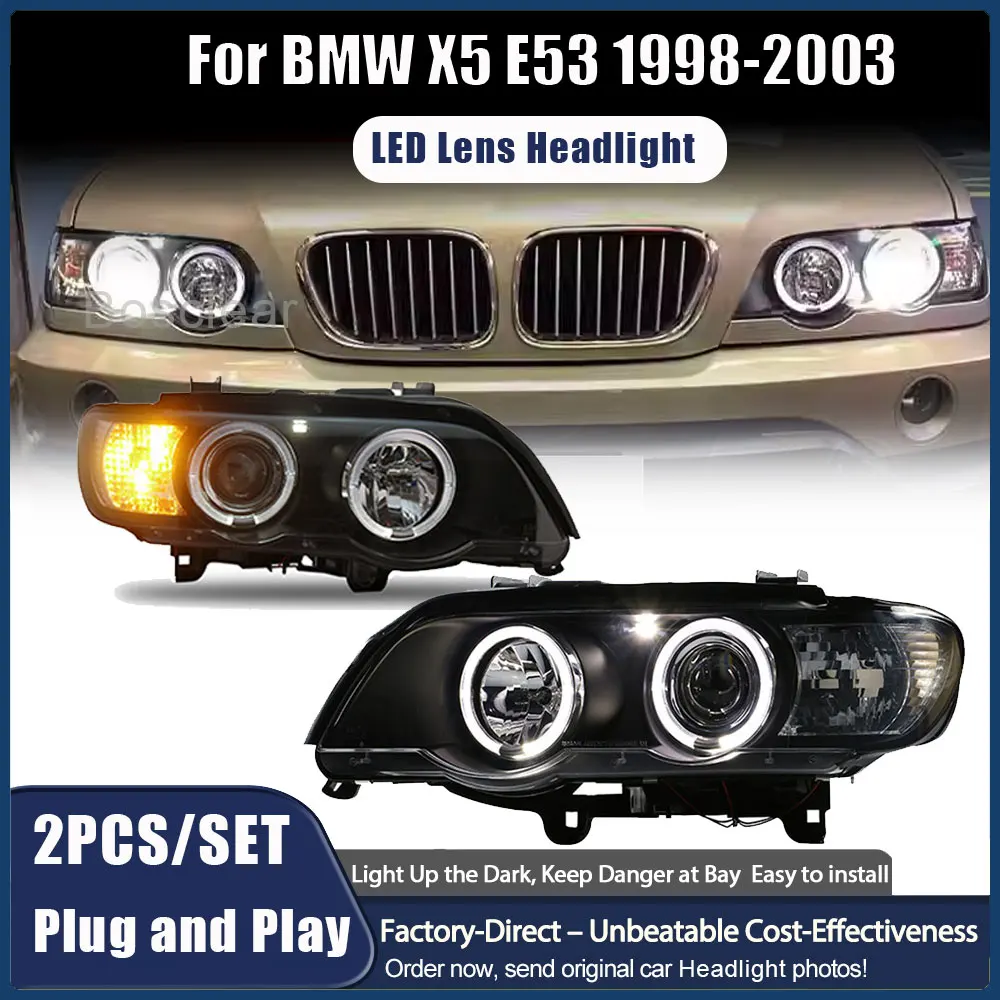 Car Headlights For BMW X5 E53 1998 1999 2000 2001 2002 LED Headlamp Assembly Upgrade High Configure Projector Lens Accessories