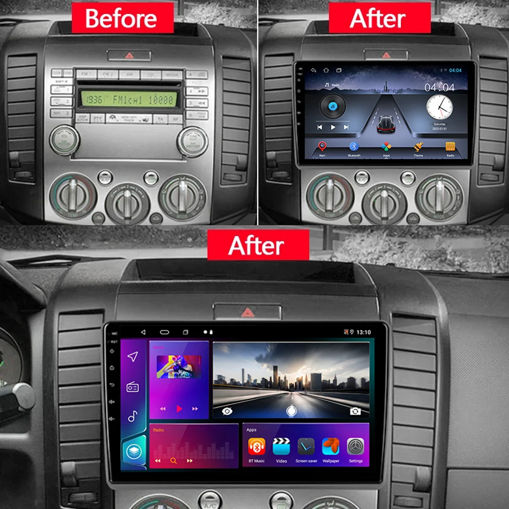 Car Radio Android 14 For FORD RANGER 2 EVEREST 2 For MAZDA BT-50 J97M 2006-2011 Bluetooth Touch Screen 5G Wifi GPS screen carpla