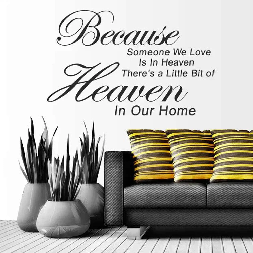 

Stickers Quote Because Someone We Love Is in Heaven Vinyl Wall Decal Wall Art Decor Living Room Poster Home Decor Decoration