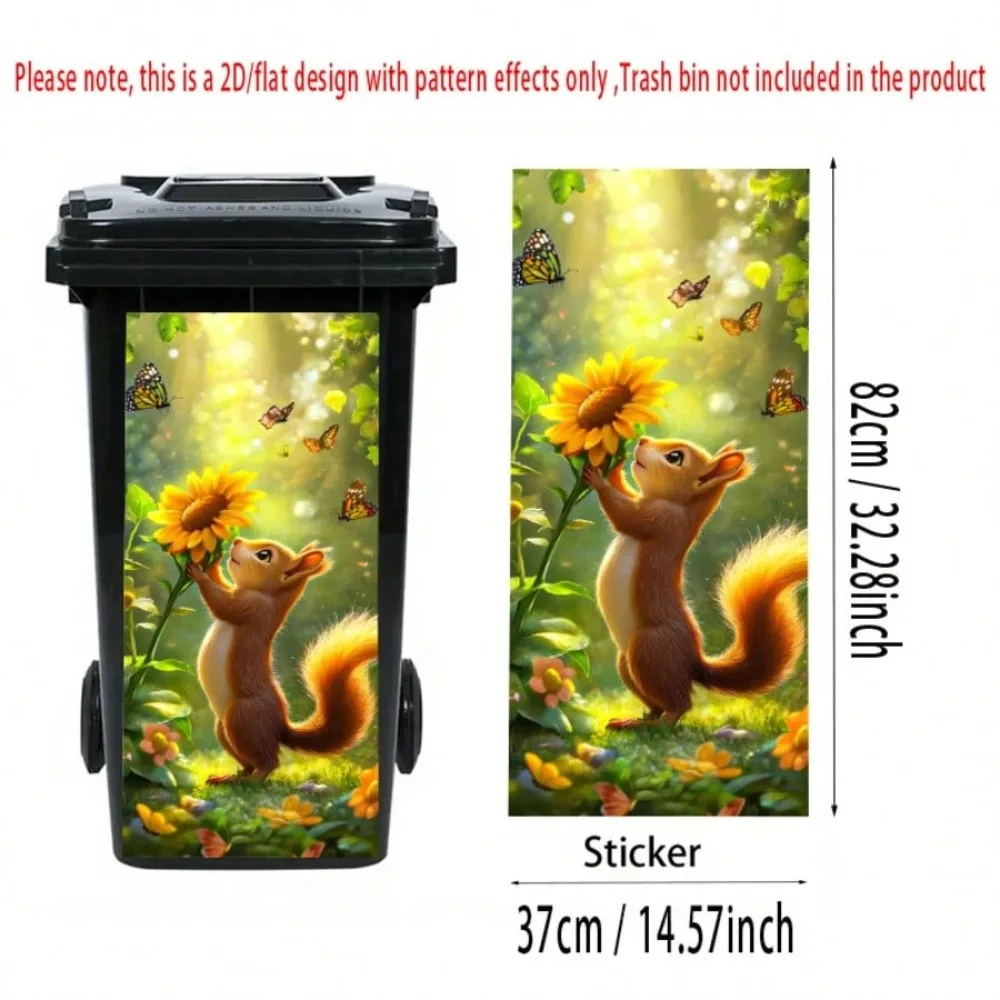 Funny Animal Series Garbage Pail Stickers 2D Waterproof Dustbin Poster PVC Self Adhesive Wheelie Bin Sticker Outdoor Patio Decor