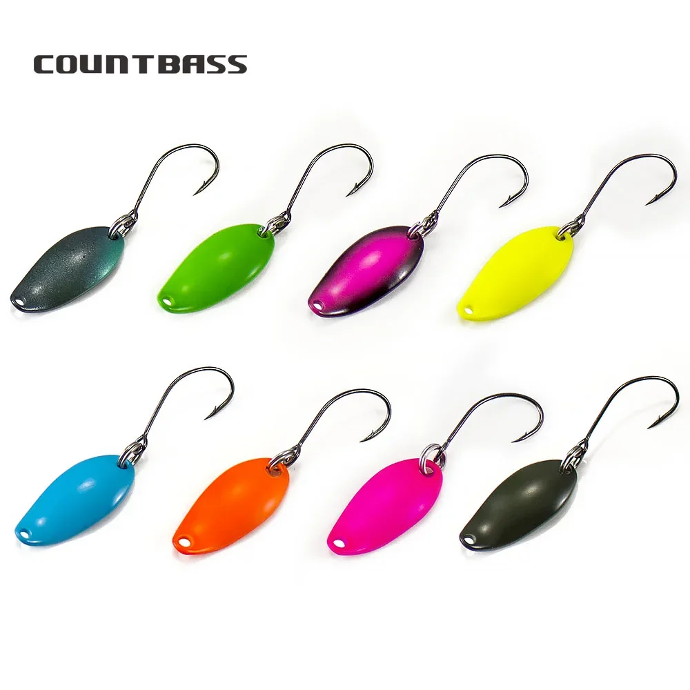 Countbass Trout Spoon With Korean Single Hook, Size 1/32oz 1/16oz Salmon Pike Bass Fishing Lures, Lake Metal Bait