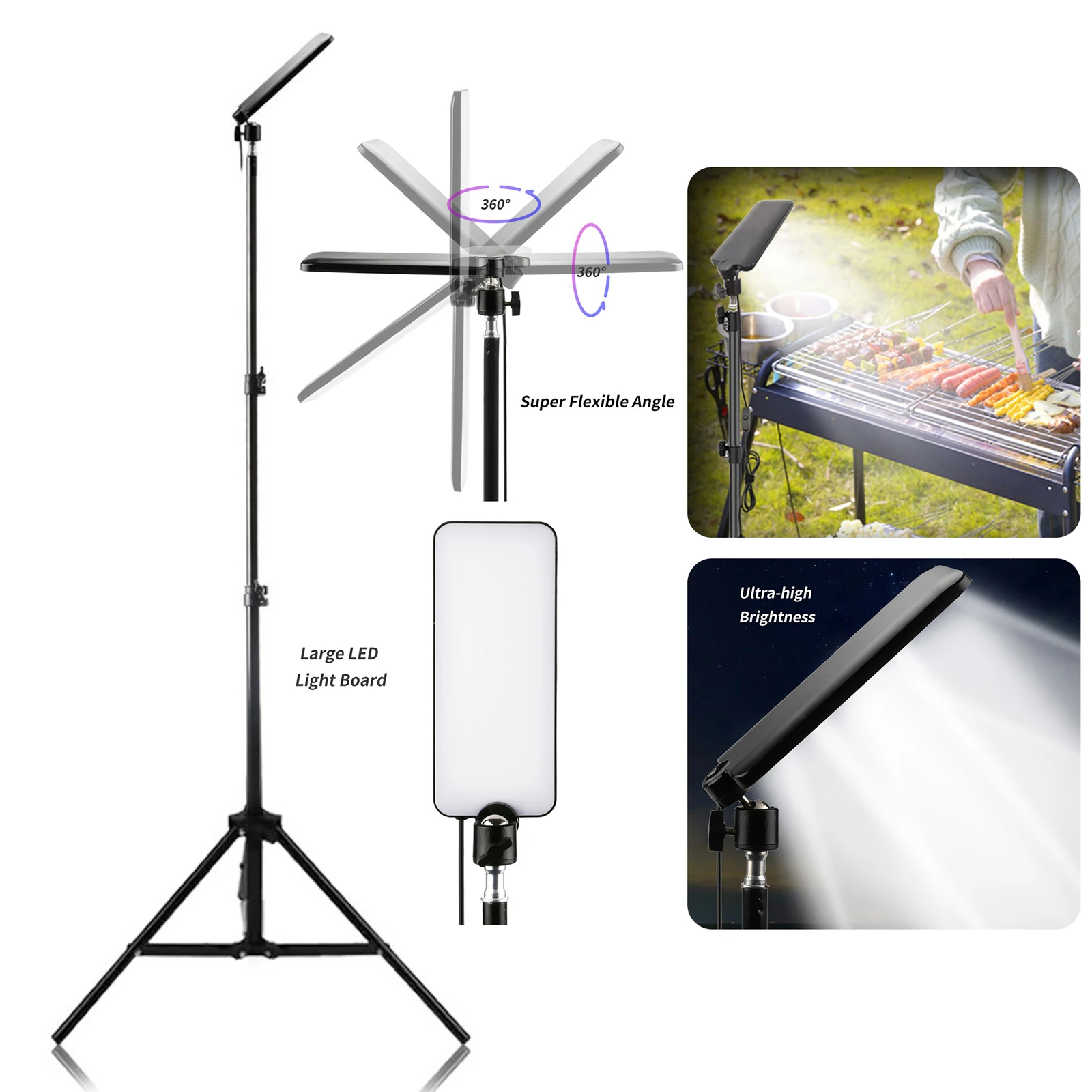 Standing Camping Light with Telescoping Metal Tripod 1.7m Adjustable Telescoping Stand LED Work Light Floor Lamp Spotlight