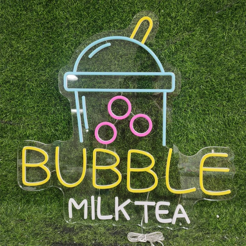 Custom Bubble Milk Tea Neon Signs for Two Style Wall Decor Milk Tea Shop Sign Neon Light Shop Office Bedroom Gift for Kids