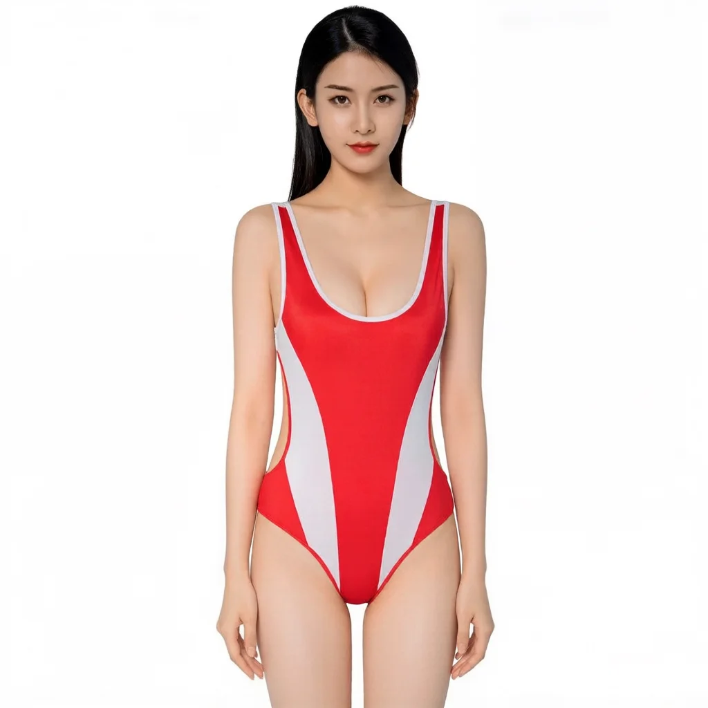Patchwork Sport One Piece Swimsuit Hollow Out Swimwear Women Professional Sport Bathing Suit Surfing Swimsuits Oil Gloosy Smooth