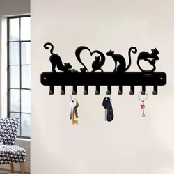 Love Cat Design Key Holder: Metal Wall Mounted Rack Hook, Ideal for Wall Hanging Storage and Key Organization