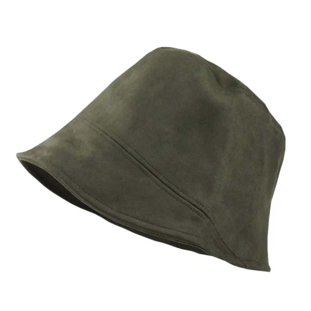 Outdoor Plush Bucket Hat Warm Suede Wool Panama Hat Winter Soft Fisherman Cap for Women